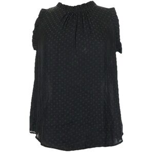 LA MIEL Black Ruffled Cap Sleeve Blouse
